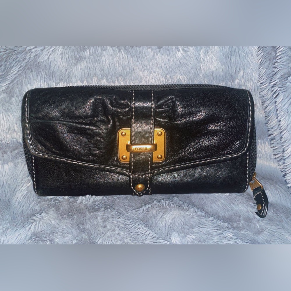 Genuine Black Leather Women's Fossil Wallet
